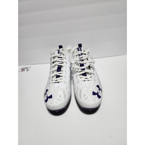 Under Armour Spotlight Football Cleats 4D Foam White Purple 3023963-103 Men 8.5 - Picture 7 of 10